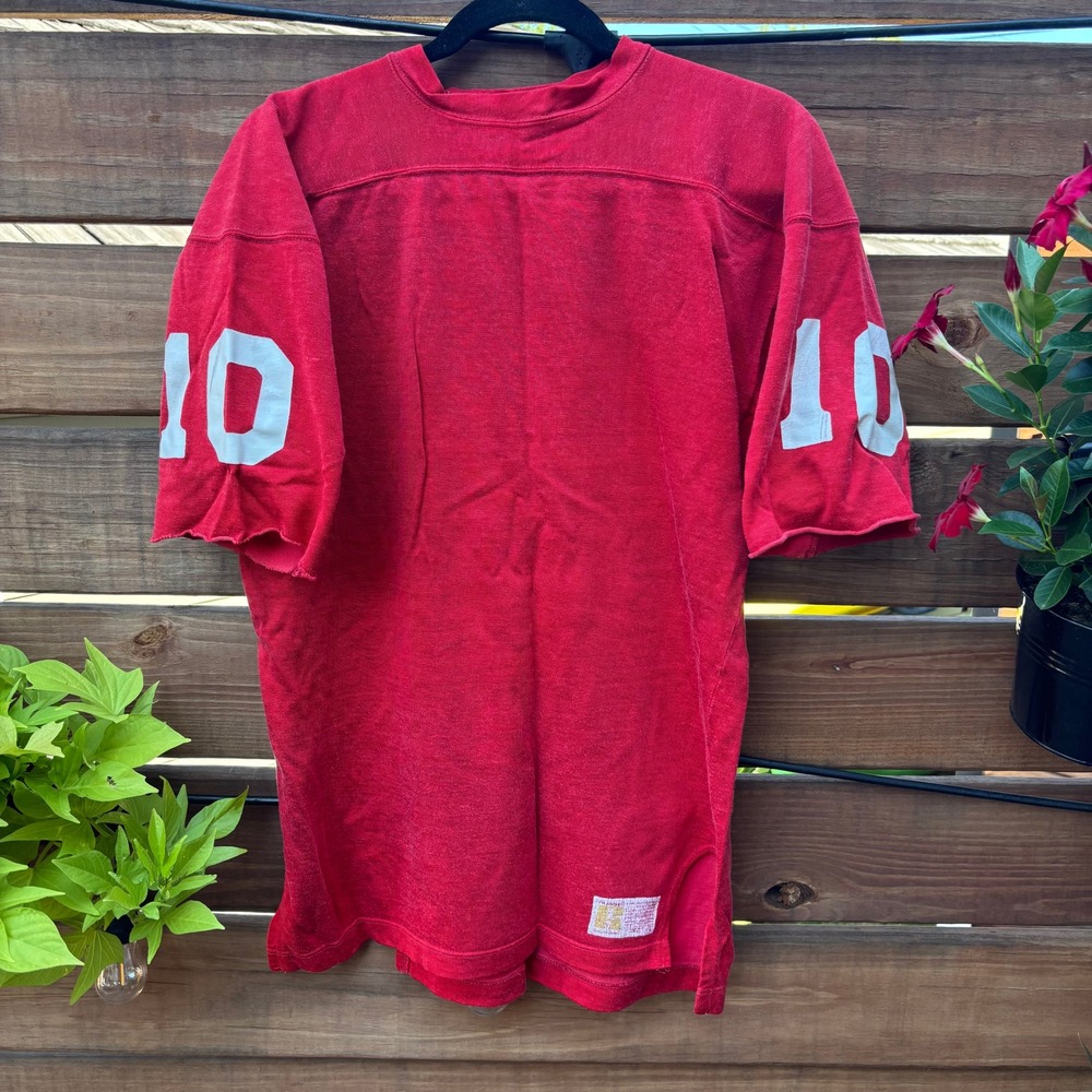 Russell Southern Football Jersey Mens M Red Vintage 60s 70s Number 10 Distressed